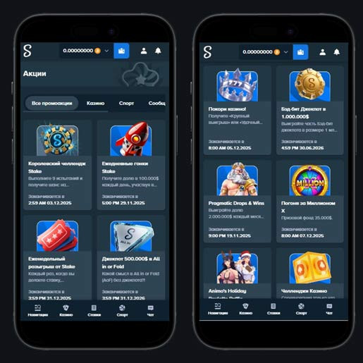 Действующие акции и бонусы в Stake Casino